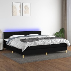 vidaXL Cama box spring con colchón LED tela negro 200x200 cm