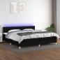 vidaXL Cama box spring con colchón LED tela negro 200x200 cm vidaXL Cama box spring con colchón LED tela negro 200x200 cm