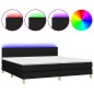 vidaXL Cama box spring con colchón LED tela negro 200x200 cm vidaXL Cama box spring con colchón LED tela negro 200x200 cm