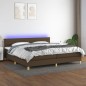 vidaXL Cama box spring con colchón LED tela marrón oscuro 200x200 cm vidaXL Cama box spring con colchón LED tela marrón oscuro 200x200 cm