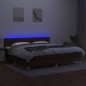 vidaXL Cama box spring con colchón LED tela marrón oscuro 200x200 cm vidaXL Cama box spring con colchón LED tela marrón oscuro 200x200 cm