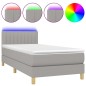 vidaXL Cama box spring colchón y luces LED tela gris claro 90x200 cm vidaXL Cama box spring colchón y luces LED tela gris claro 90x200 cm