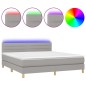 vidaXL Cama box spring con colchón tela y LED gris claro 160x200 cm vidaXL Cama box spring con colchón tela y LED gris claro 160x200 cm