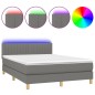vidaXL Cama box spring colchón y luces LED tela gris oscuro 140x190 cm vidaXL Cama box spring colchón y luces LED tela gris oscuro 140x190 cm