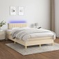 vidaXL Cama box spring con colchón y LED tela crema 120x200 cm vidaXL Cama box spring con colchón y LED tela crema 120x200 cm