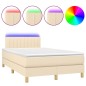 vidaXL Cama box spring con colchón y LED tela crema 120x200 cm vidaXL Cama box spring con colchón y LED tela crema 120x200 cm