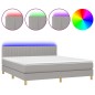 vidaXL Cama box spring con colchón tela y LED gris claro 180x200 cm vidaXL Cama box spring con colchón tela y LED gris claro 180x200 cm