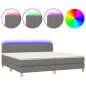 vidaXL Cama box spring con colchón y LED tela gris oscuro 200x200 cm vidaXL Cama box spring con colchón y LED tela gris oscuro 200x200 cm