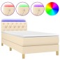vidaXL Cama box spring con colchón y LED tela crema 80x200 cm vidaXL Cama box spring con colchón y LED tela crema 80x200 cm