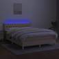 vidaXL Cama box spring colchón y luces LED tela crema 140x190 cm vidaXL Cama box spring colchón y luces LED tela crema 140x190 cm