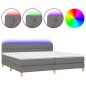 vidaXL Cama box spring con colchón y LED tela gris oscuro 200x200 cm vidaXL Cama box spring con colchón y LED tela gris oscuro 200x200 cm