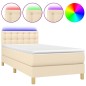 vidaXL Cama box spring con colchón y LED tela crema 80x200 cm