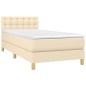 vidaXL Cama box spring con colchón y LED tela crema 80x200 cm