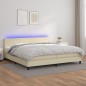 vidaXL Cama box spring colchón y LED cuero sintético crema 200x200 cm vidaXL Cama box spring colchón y LED cuero sintético crema 200x200 cm