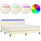 vidaXL Cama box spring colchón y LED cuero sintético crema 200x200 cm vidaXL Cama box spring colchón y LED cuero sintético crema 200x200 cm