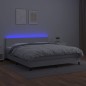 vidaXL Cama box spring colchón y LED cuero sintético blanco 160x200 cm vidaXL Cama box spring colchón y LED cuero sintético blanco 160x200 cm