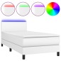 vidaXL Cama box spring colchón y LED cuero sintético blanco 100x200 cm vidaXL Cama box spring colchón y LED cuero sintético blanco 100x200 cm