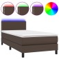vidaXL Cama box spring colchón y LED cuero sintético marrón 100x200 cm vidaXL Cama box spring colchón y LED cuero sintético marrón 100x200 cm
