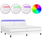 vidaXL Cama box spring colchón y LED cuero sintético blanco 200x200 cm vidaXL Cama box spring colchón y LED cuero sintético blanco 200x200 cm