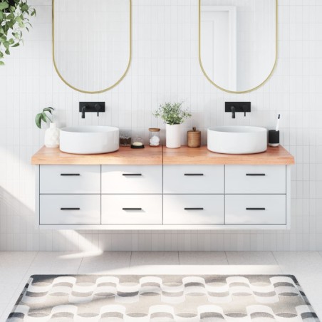 vidaXL Encimera baño madera maciza tratada marrón claro 180x40x(2-6)cm