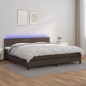 vidaXL Cama box spring colchón y LED cuero sintético marrón 200x200 cm vidaXL Cama box spring colchón y LED cuero sintético marrón 200x200 cm