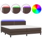 vidaXL Cama box spring colchón y LED cuero sintético marrón 200x200 cm vidaXL Cama box spring colchón y LED cuero sintético marrón 200x200 cm