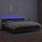 vidaXL Cama box spring colchón y LED cuero sintético marrón 200x200 cm vidaXL Cama box spring colchón y LED cuero sintético marrón 200x200 cm