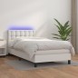 vidaXL Cama box spring y colchón LED cuero sintético blanco 80x200 cm vidaXL Cama box spring y colchón LED cuero sintético blanco 80x200 cm
