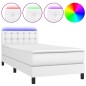 vidaXL Cama box spring y colchón LED cuero sintético blanco 80x200 cm vidaXL Cama box spring y colchón LED cuero sintético blanco 80x200 cm