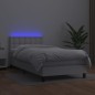 vidaXL Cama box spring y colchón LED cuero sintético blanco 80x200 cm vidaXL Cama box spring y colchón LED cuero sintético blanco 80x200 cm