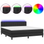vidaXL Cama box spring colchón y LED cuero sintético negro 180x200 cm vidaXL Cama box spring colchón y LED cuero sintético negro 180x200 cm