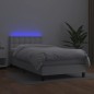 vidaXL Cama box spring y colchón LED cuero sintético blanco 90x200 cm vidaXL Cama box spring y colchón LED cuero sintético blanco 90x200 cm