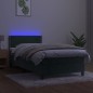 vidaXL Cama box spring colchón y LED terciopelo verde oscuro 100x200cm vidaXL Cama box spring colchón y LED terciopelo verde oscuro 100x200cm