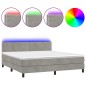 vidaXL Cama box spring colchón y LED terciopelo gris claro 160x200 cm vidaXL Cama box spring colchón y LED terciopelo gris claro 160x200 cm