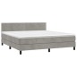 vidaXL Cama box spring colchón y LED terciopelo gris claro 160x200 cm vidaXL Cama box spring colchón y LED terciopelo gris claro 160x200 cm