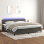 vidaXL Cama box spring colchón y LED terciopelo gris oscuro 200x200 cm vidaXL Cama box spring colchón y LED terciopelo gris oscuro 200x200 cm