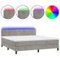vidaXL Cama box spring colchón y LED terciopelo gris claro 180x200 cm vidaXL Cama box spring colchón y LED terciopelo gris claro 180x200 cm