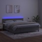 vidaXL Cama box spring colchón y LED terciopelo gris claro 180x200 cm vidaXL Cama box spring colchón y LED terciopelo gris claro 180x200 cm