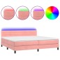 vidaXL Cama box spring colchón y LED terciopelo rosa 200x200 cm vidaXL Cama box spring colchón y LED terciopelo rosa 200x200 cm
