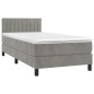 vidaXL Cama box spring colchón y LED terciopelo gris claro 90x190 cm
