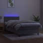 vidaXL Cama box spring colchón y LED terciopelo gris claro 90x190 cm