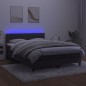 vidaXL Cama box spring colchón y LED terciopelo gris oscuro 140x190 cm