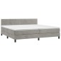 vidaXL Cama box spring colchón y LED terciopelo gris claro 200x200 cm