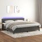 vidaXL Cama box spring colchón y LED terciopelo gris oscuro 200x200 cm vidaXL Cama box spring colchón y LED terciopelo gris oscuro 200x200 cm