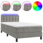 vidaXL Cama box spring colchón y LED terciopelo gris claro 80x200 cm vidaXL Cama box spring colchón y LED terciopelo gris claro 80x200 cm