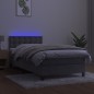 vidaXL Cama box spring colchón y LED terciopelo gris claro 80x200 cm vidaXL Cama box spring colchón y LED terciopelo gris claro 80x200 cm