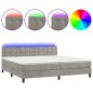 vidaXL Cama box spring colchón y LED terciopelo gris claro 200x200 cm vidaXL Cama box spring colchón y LED terciopelo gris claro 200x200 cm