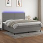 vidaXL Cama box spring colchón y luces LED tela gris claro 200x200 cm vidaXL Cama box spring colchón y luces LED tela gris claro 200x200 cm