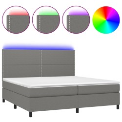 vidaXL Cama box spring colchón y luces LED tela gris claro 200x200 cm