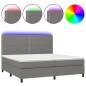 vidaXL Cama box spring colchón y luces LED tela gris claro 200x200 cm vidaXL Cama box spring colchón y luces LED tela gris claro 200x200 cm